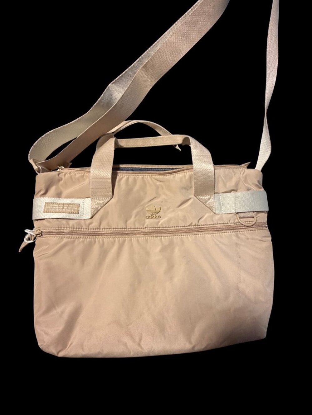 Adidas Originals Trefoil Duffel Bag Beige Blush Pink Crossbody Gym Travel Bag
